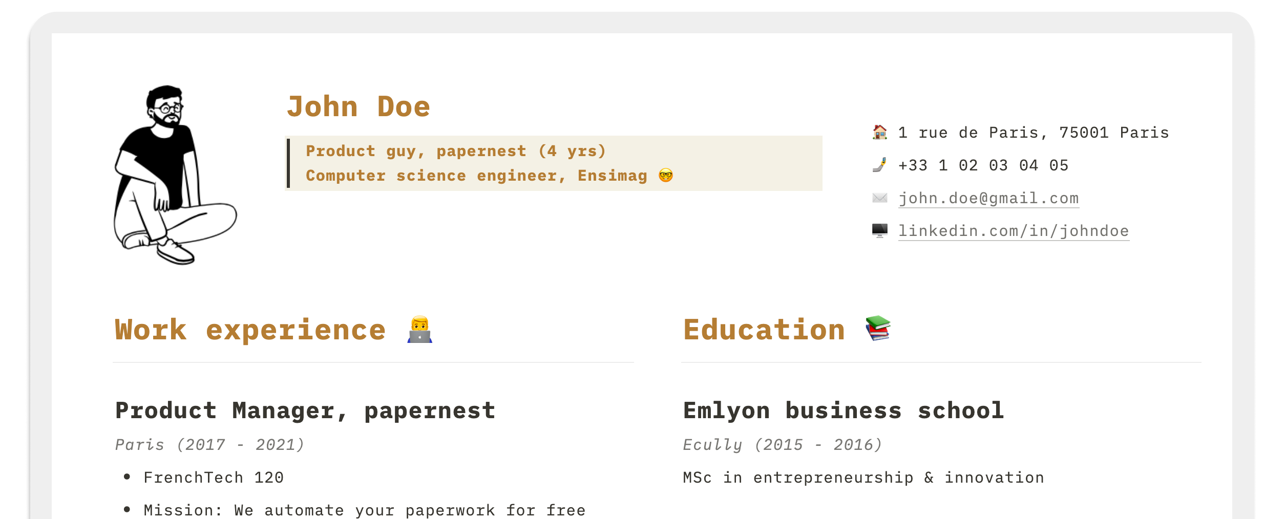 A clean Notion resume/CV template, included.